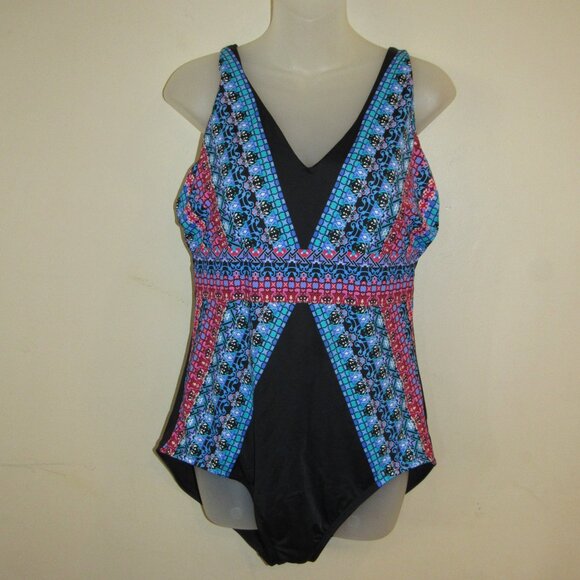 Embrace Your Curves By Miracle Brands Georgia Swimsuit XL 16/18 Multicolor - Picture 1 of 3